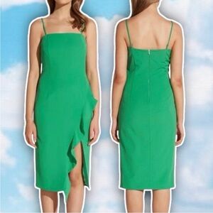 NWT BARDOT Carmelle Ruffle Midi Cocktail Dress Christmas Wedding Guest Preppy